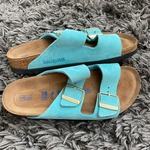 turquoise birkenstock’s